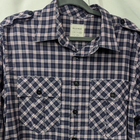 Billy Reid Men's Plaid Tabbed Shoulder Button Down Sz XXL Fit 2 - Picture 3 of 12